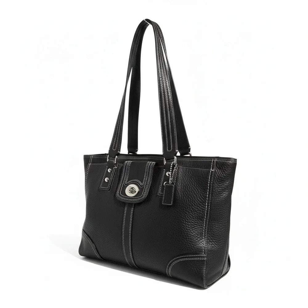 ✨ Coach Legacy Pebbled Leather Tote – Black | EUC | Luxury Classic ✨ - Picture 9 of 16